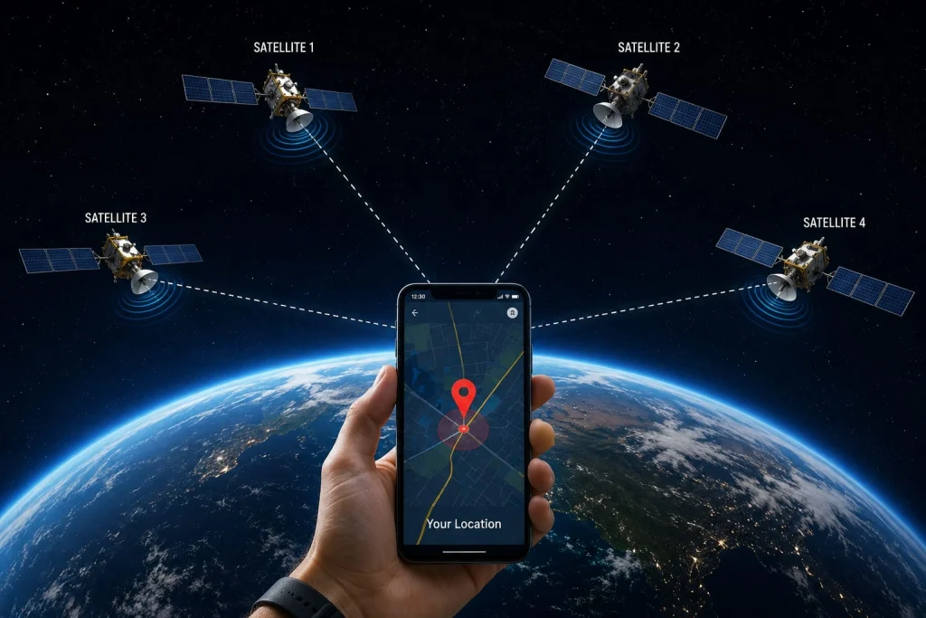 How phone GPS works with satellites and trilateration