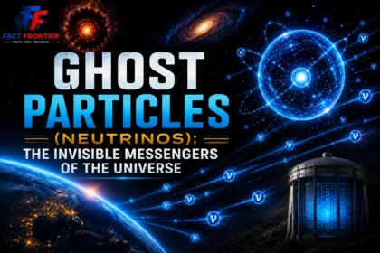 Ghost Particles (Neutrinos) traveling through space representing the invisible messengers of the universe.