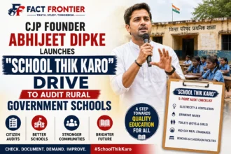 Abhijeet Dipke inspecting a classroom during the School Thik Karo audit in Santuk Pimpri