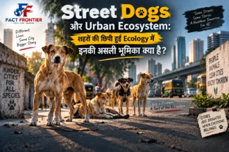 Street dogs aur urban ecosystem ke beech ka rishta darshata ek street dog