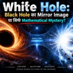 Cosmic comparison of a dark gravitational black hole pulling matter alongside a bright theoretical white hole expelling light
