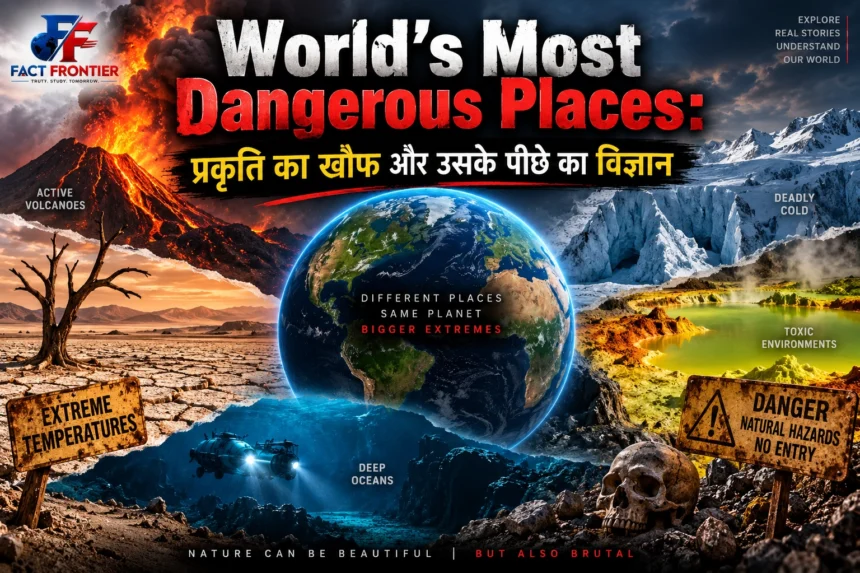 World’s most dangerous places showing extreme natural landscape and geological forces